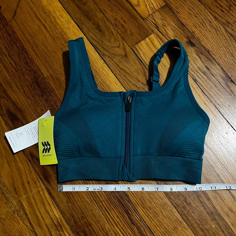 All in Motion Zip Front Bra Medium Support Size Small NWT